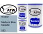 Preview: Nissan, Medium Blue Metallic, 553: 500ml Lackdose + 500ml Klarlack + 250ml Härter - Set, von ATW Autoteile West.